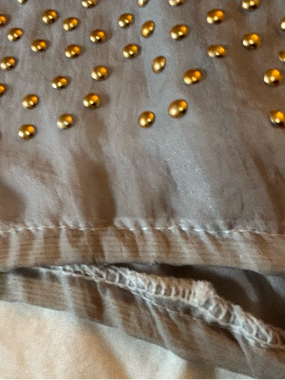 Sheer Gray Studded Women's Blouse - Lightweight Layering Top - Picture 7 of 11